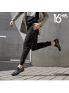 Zapato Derby de cuero negro para hombre, ideal para ocasiones formales.