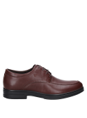 Zapato Derby de cuero marrón, taco bloque de 3.5 cm para mayor confort.