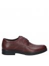 Zapato Derby de cuero marrón, taco bloque de 3.5 cm para mayor confort.