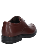 Zapato Derby de cuero marrón para hombre, estilo vestir, cómodo y elegante.