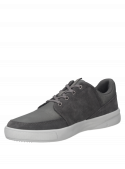 zapatilla gris informal de cuero/sintético para hombre, diseño moderno y juvenil.